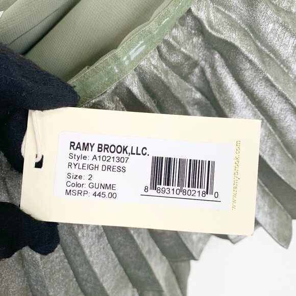 NWT Ramy Brook Ryleigh Metallic Pleated Mini Dress Size US 2 - Picture 11 of 12